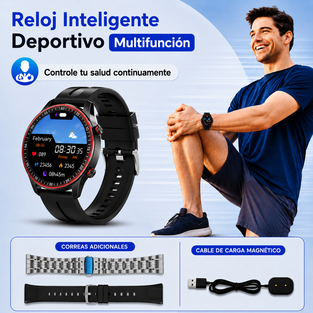 Smartwatch Hw10 Pro Max Deportivo – Incluye 2 Correas Adicionales + Carga Magnética 🔋 -