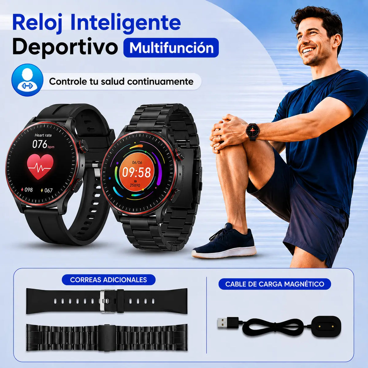 Smartwatch Hw10 Pro Max Deportivo – 2 Correas + Carga Magnética 🔋