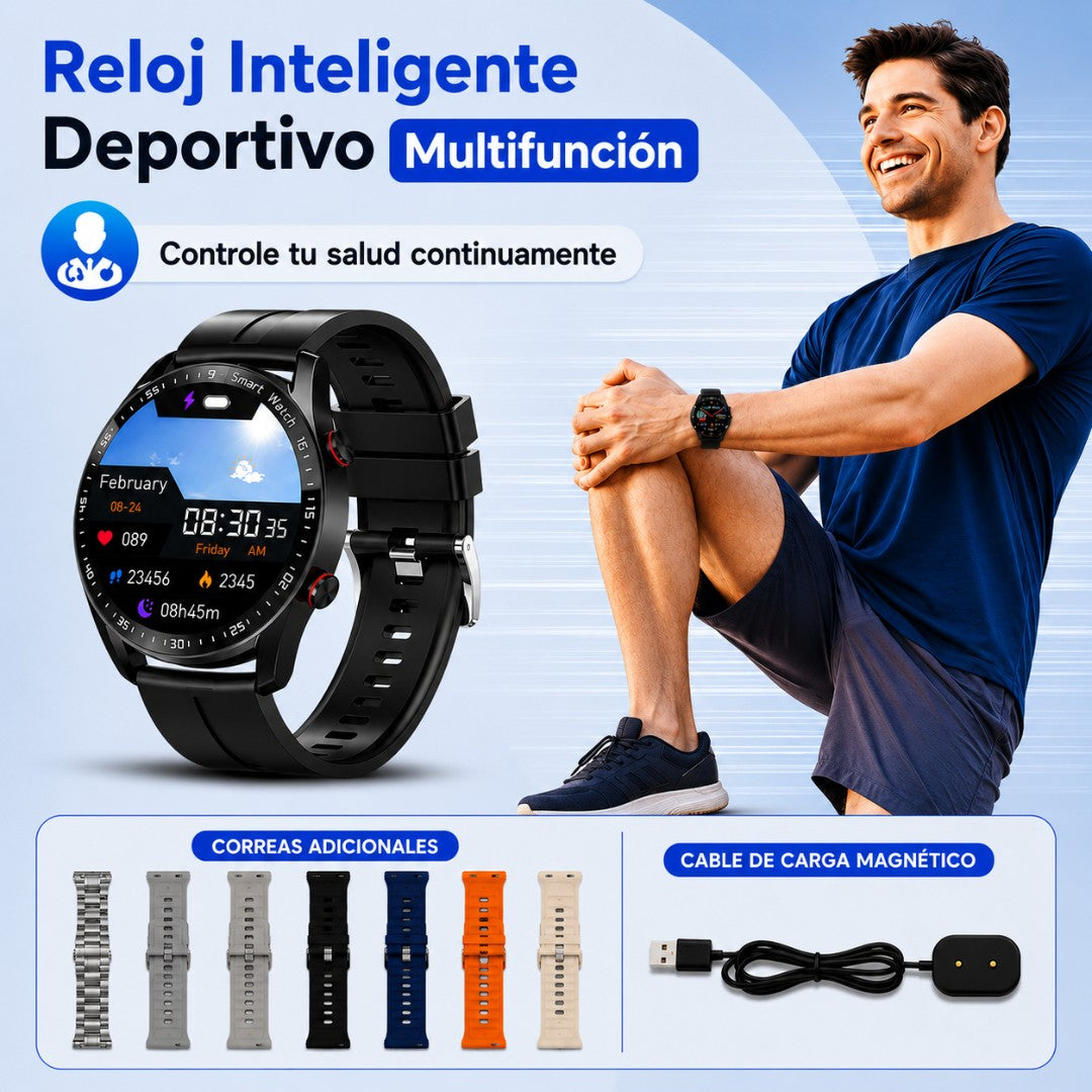 Smartwatch V18 Pro Max Deportivo – Incluye 7 Correas Adicionales + Carga Magnética 🔋